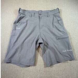 Huk Fishing Men's XL Performance Cargo Gray 4 Pocket Outdoor Fishing Shorts Boat